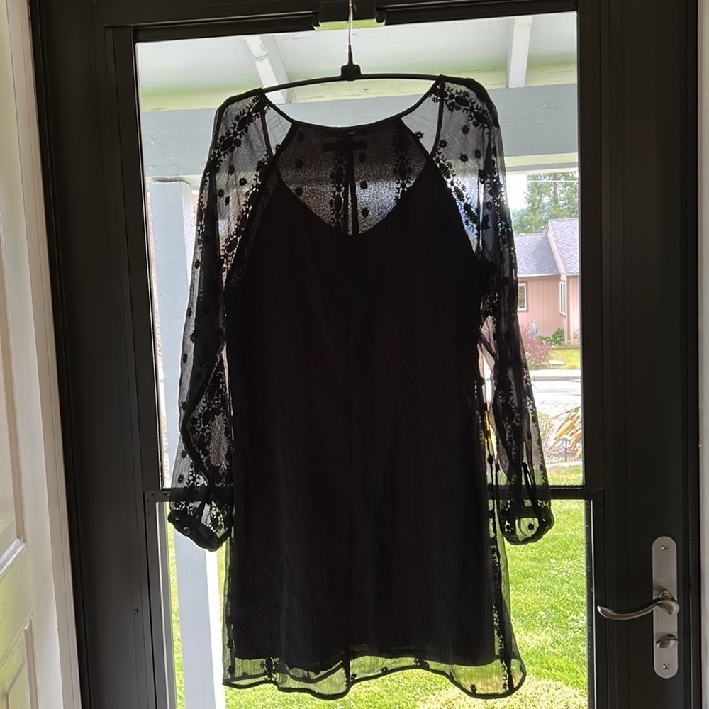 OBEY BLOOD MOON SHEER EMBROIDERED LACE LINED FRONT BUTTON UP DRESS SIZE S - Picture 2 of 14